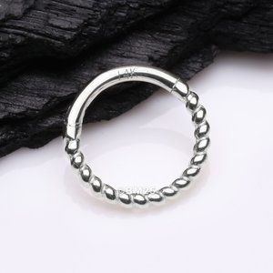 14 Karat White Gold Classic Rope Clicker Hoop Ring